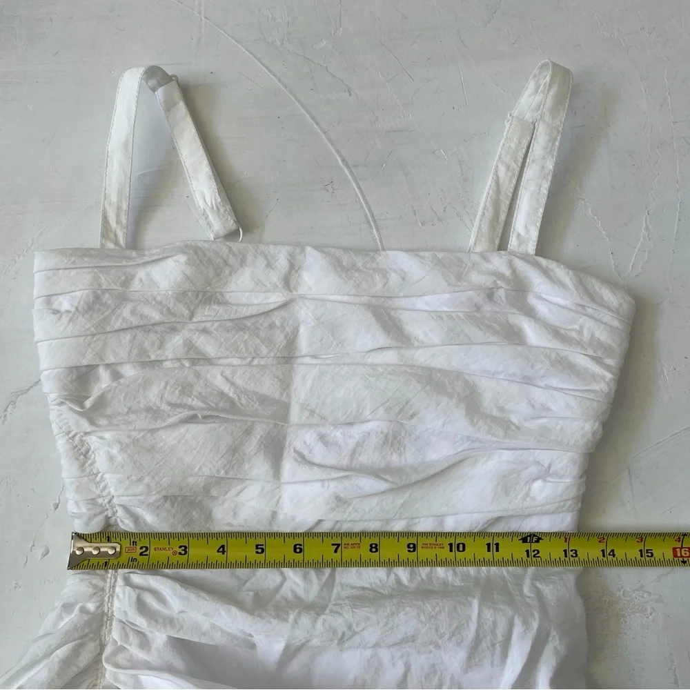 cinq a sept White High-Low Ruffled Strap Dress